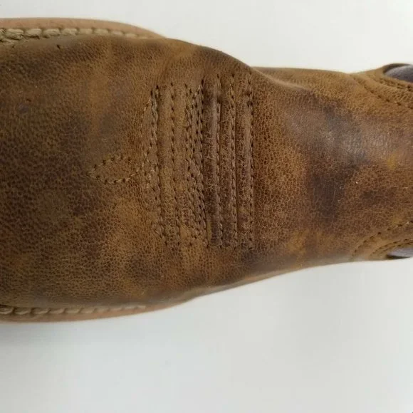 Ariat Kid's Brown Purple Leather Square Toe Mid-Calf Western Boots Size US 10 - Picture 10 of 12